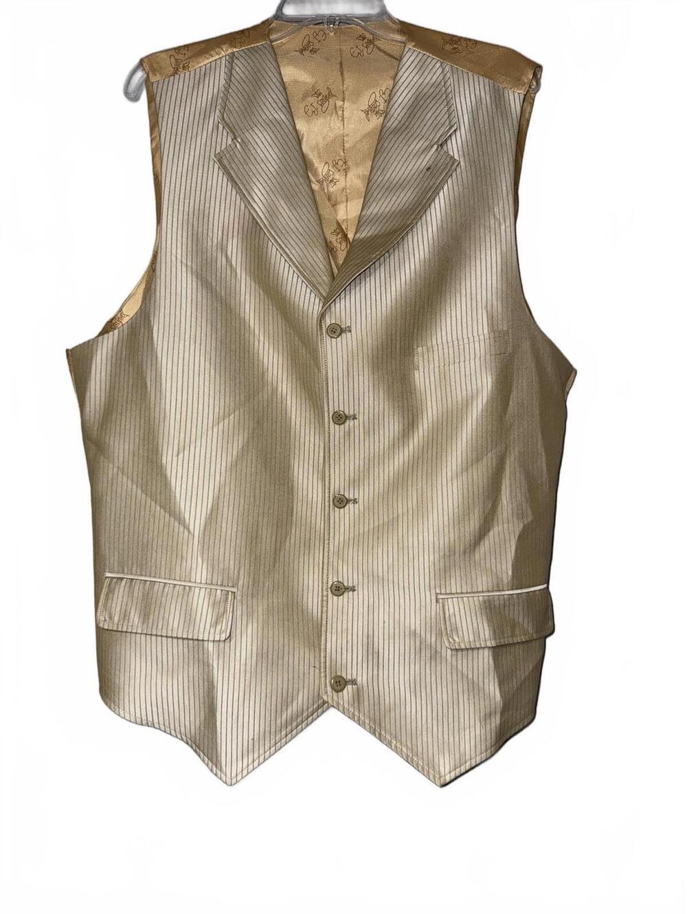 E.J. Samuel Men's Gold Striped Formal Vest